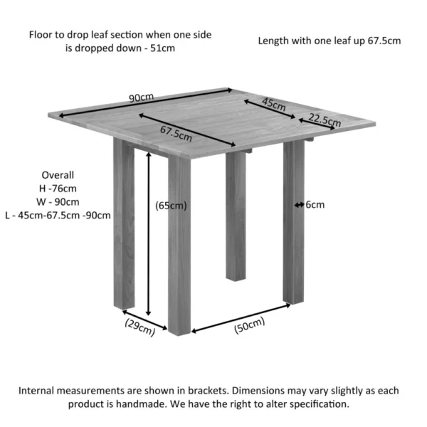 Avon Light Oak Square Drop-Leaf Table - Image 6