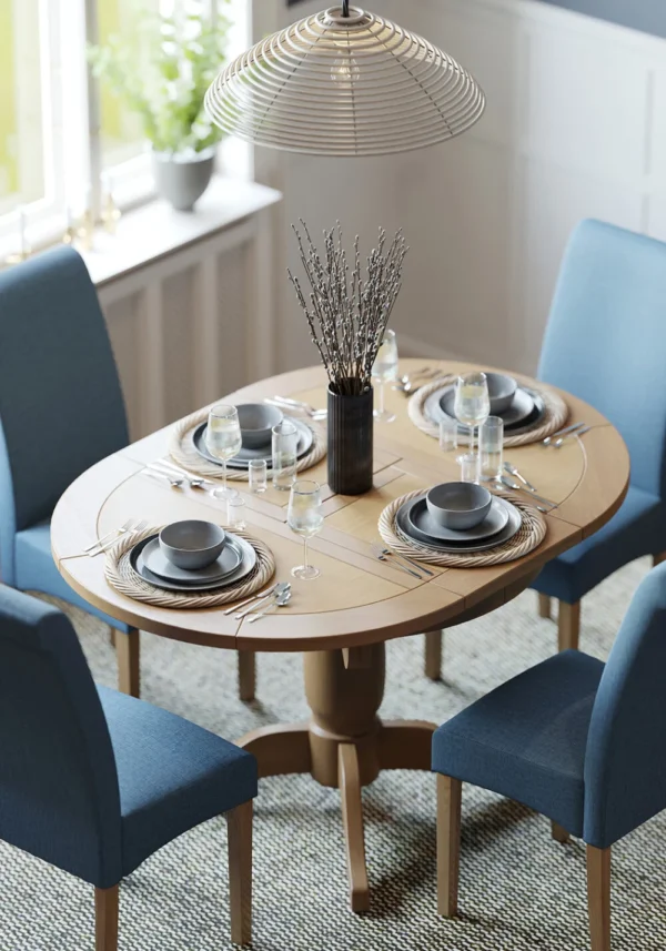 Avon Light Oak Round Extending Pedestal Table - Image 5