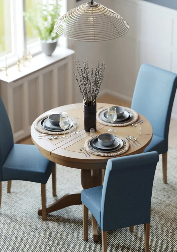 Avon Light Oak Round Extending Pedestal Table - Image 6
