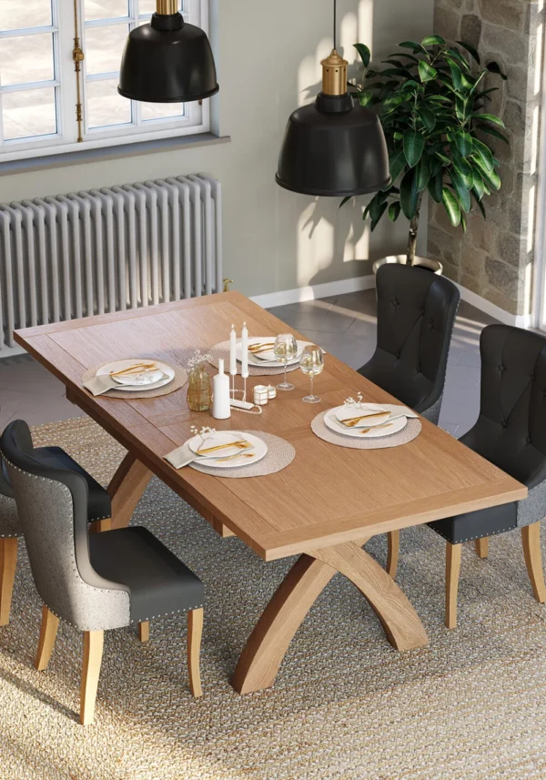 Avon Light Oak X-Leg Extending Table - Image 7