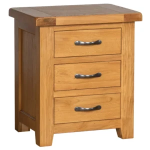 Cottage Oak 3 Drawer Bedside