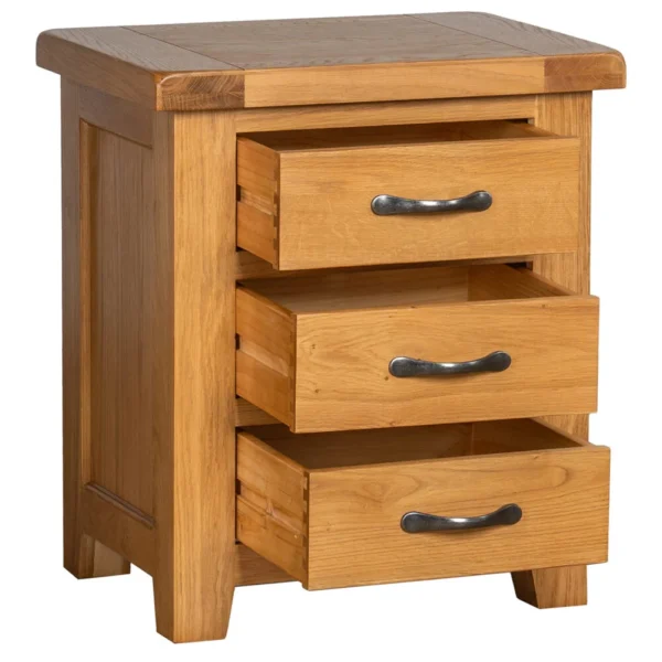 Cottage Oak 3 Drawer Bedside - Image 2
