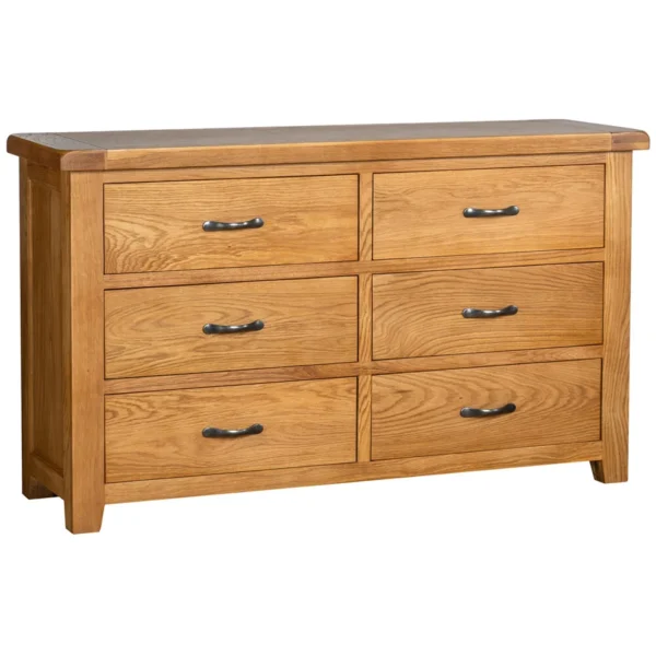 Cottage Oak 6 Drawer Wide Chest