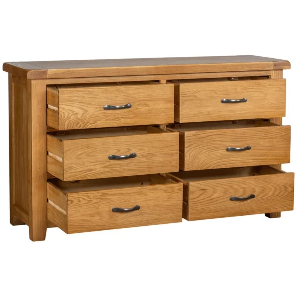Cottage Oak 6 Drawer Wide Chest - Image 2