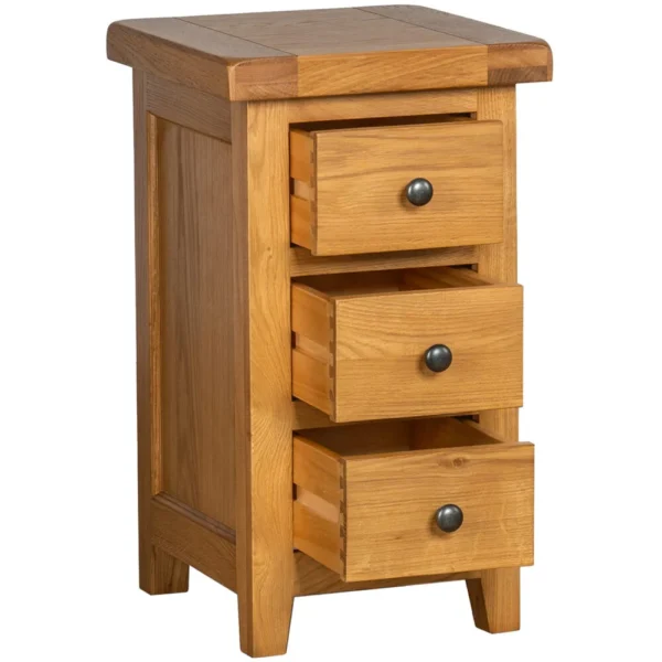 Cottage Oak Compact 3 Drawer Bedside - Image 2