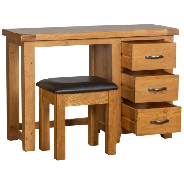 Cottage Oak Dressing Table + Stool - Image 2