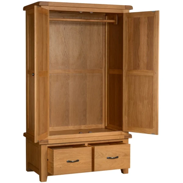 Cottage Oak Double Wardrobe With 2 Drawers - Image 2
