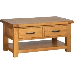 Cottage Oak Coffee Table With 2 Drawers