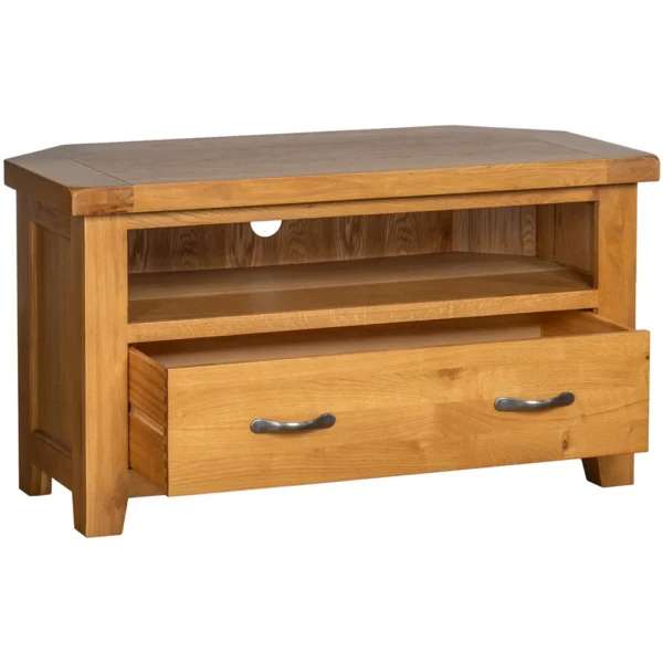 Cottage Oak Corner TV Unit - Image 2
