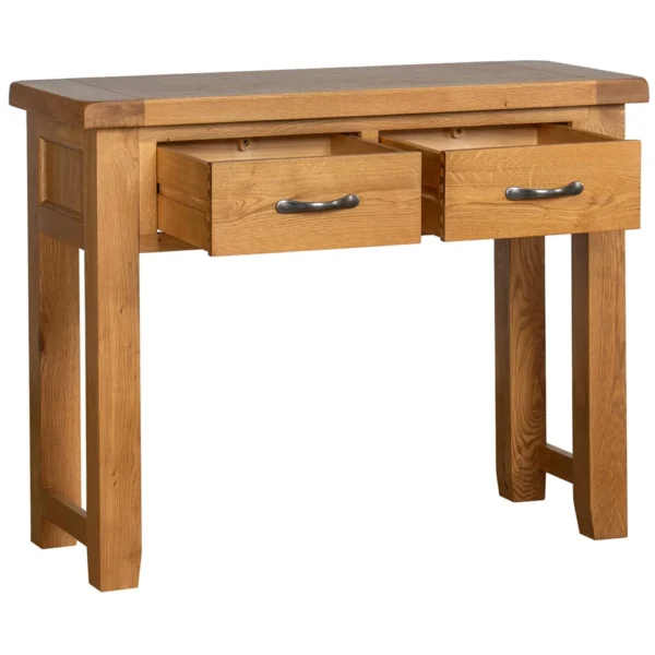 Cottage Oak 2 Drawer Console Table - Image 2