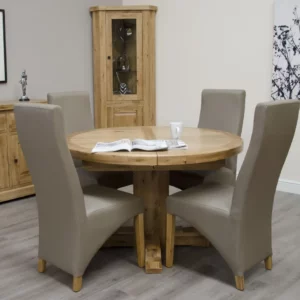 Deluxe Rustic - Round Extending Table (125cm + 55cm)