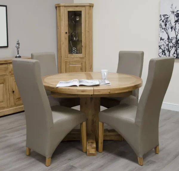 Deluxe Rustic - Round Extending Table (125cm + 55cm)