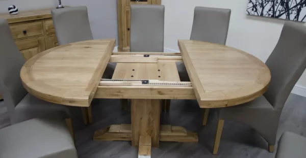 Deluxe Rustic - Round Extending Table (125cm + 55cm) - Image 3
