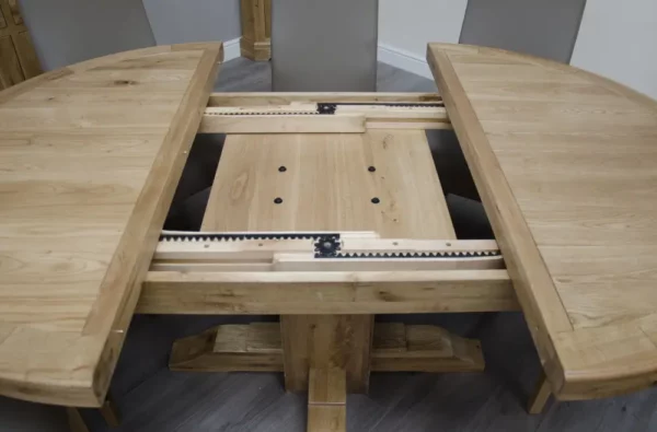 Deluxe Rustic - Round Extending Table (125cm + 55cm) - Image 4