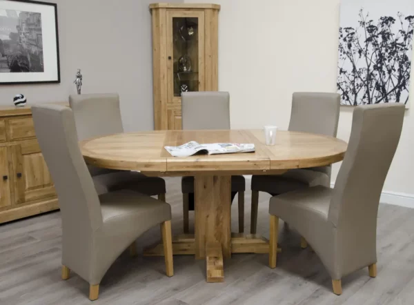 Deluxe Rustic - Round Extending Table (125cm + 55cm) - Image 2