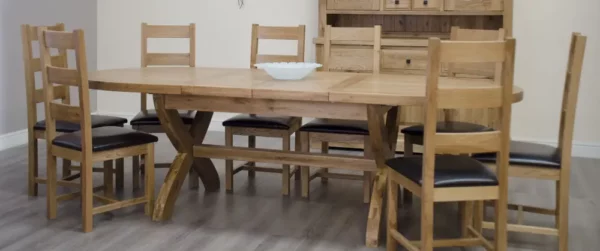Deluxe X-leg oval extending table (180cm + 2x 40cm leaves) - Image 2