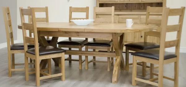 Deluxe X-leg oval extending table (180cm + 2x 40cm leaves) - Image 3