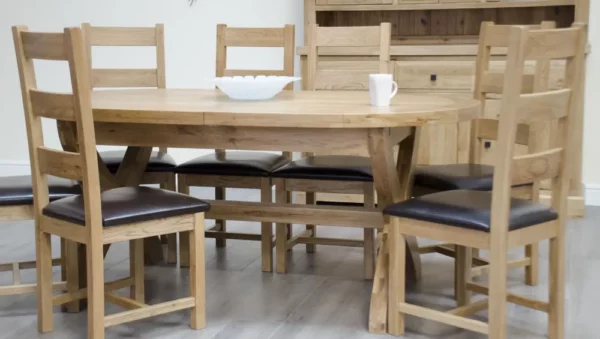 Deluxe X-leg oval extending table (180cm + 2x 40cm leaves) - Image 4