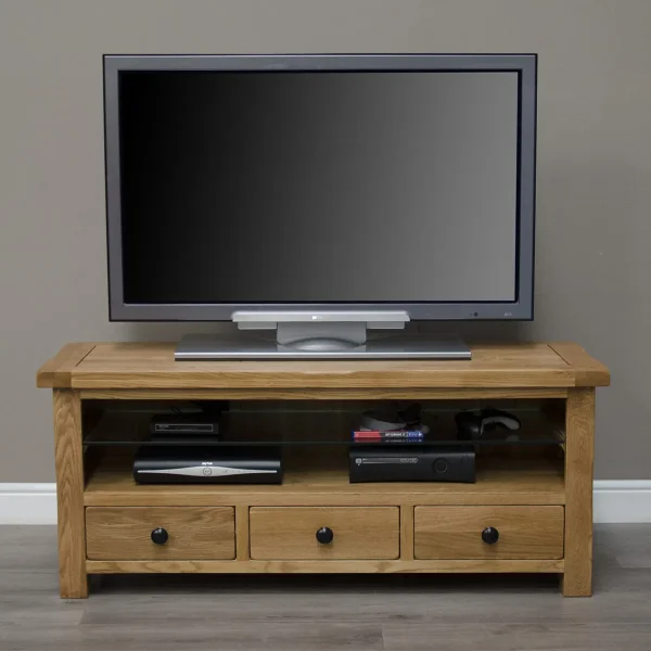Chase Rustic Solid Oak Plasma TV Cabinet