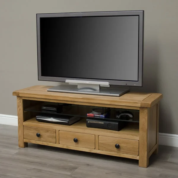 Chase Rustic Solid Oak Plasma TV Cabinet - Image 2