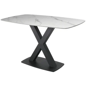 Vermont Small Fixed Dining Table – In White Stone