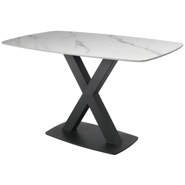 Vermont Small Fixed Dining Table – In White Stone