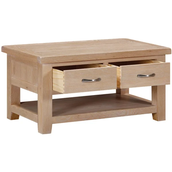 Wiltshire Oak Coffee Table With 2 Drawers - Image 2