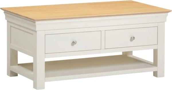 Bordeaux 2 Drawer Coffee Table (Ivory/Oak)