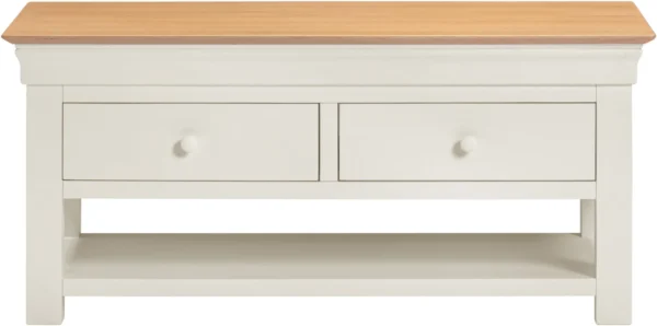 Bordeaux 2 Drawer Coffee Table (Ivory/Oak) - Image 6