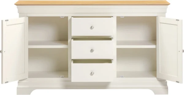 Bordeaux 2 Door 3 Drawer Sideboard (Ivory/Oak) - Image 3