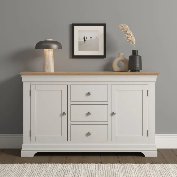 Bordeaux 2 Door 3 Drawer Sideboard (Ivory/Oak) - Image 8
