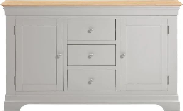 Bordeaux 2 Door 3 Drawer Sideboard (Pebble Grey/Oak) - Image 2