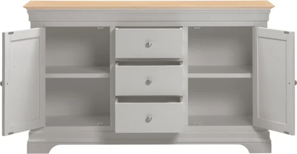Bordeaux 2 Door 3 Drawer Sideboard (Pebble Grey/Oak) - Image 3