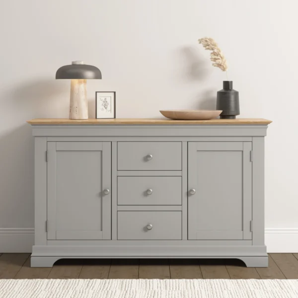 Bordeaux 2 Door 3 Drawer Sideboard (Pebble Grey/Oak) - Image 7