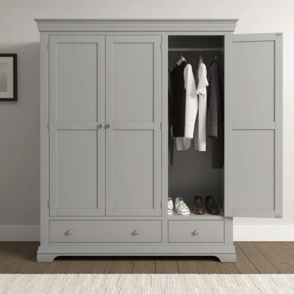 Bordeaux 3 Door Wardrobe (Pebble Grey) - Image 8