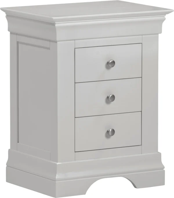 Bordeaux 3 Drawer Bedside (Pebble Grey)