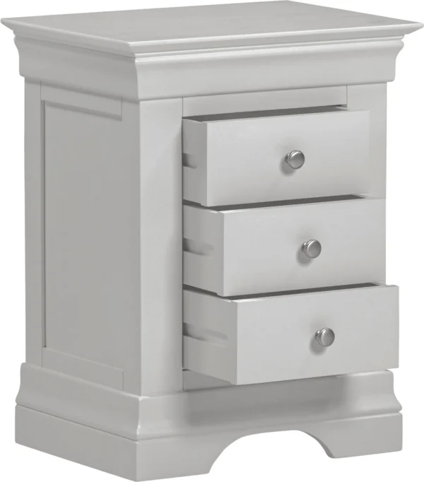 Bordeaux 3 Drawer Bedside (Pebble Grey) - Image 2