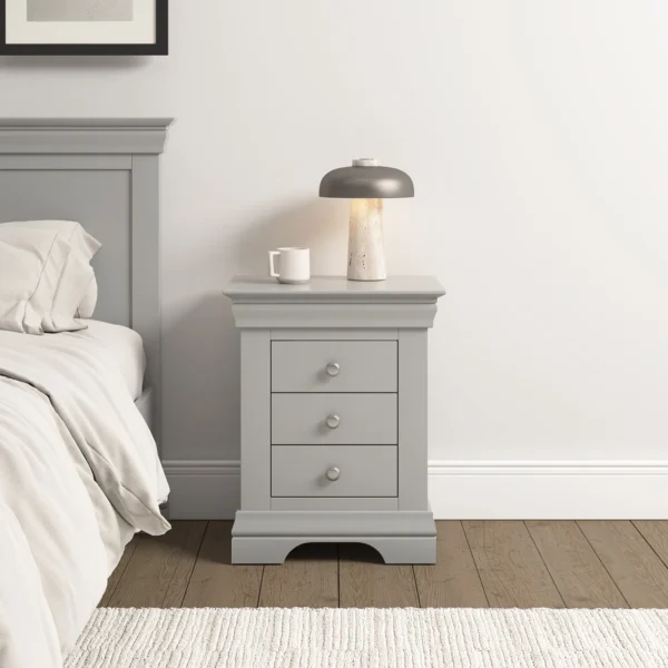 Bordeaux 3 Drawer Bedside (Pebble Grey) - Image 9