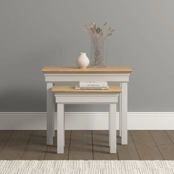 Bordeaux Nest of 2 Tables (Ivory/Oak) - Image 2