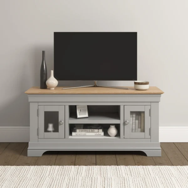Bordeaux Small TV Stand (Pebble Grey/Oak) - Image 8