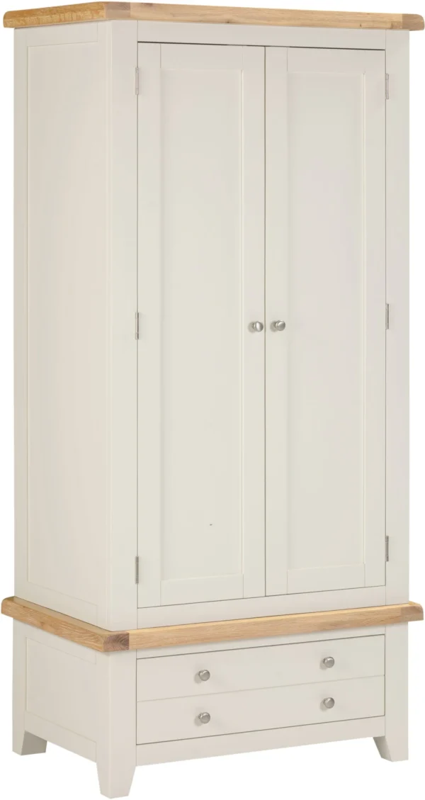 Windsor 2 Door 1 Drawer Wardrobe (Ivory/Oak)