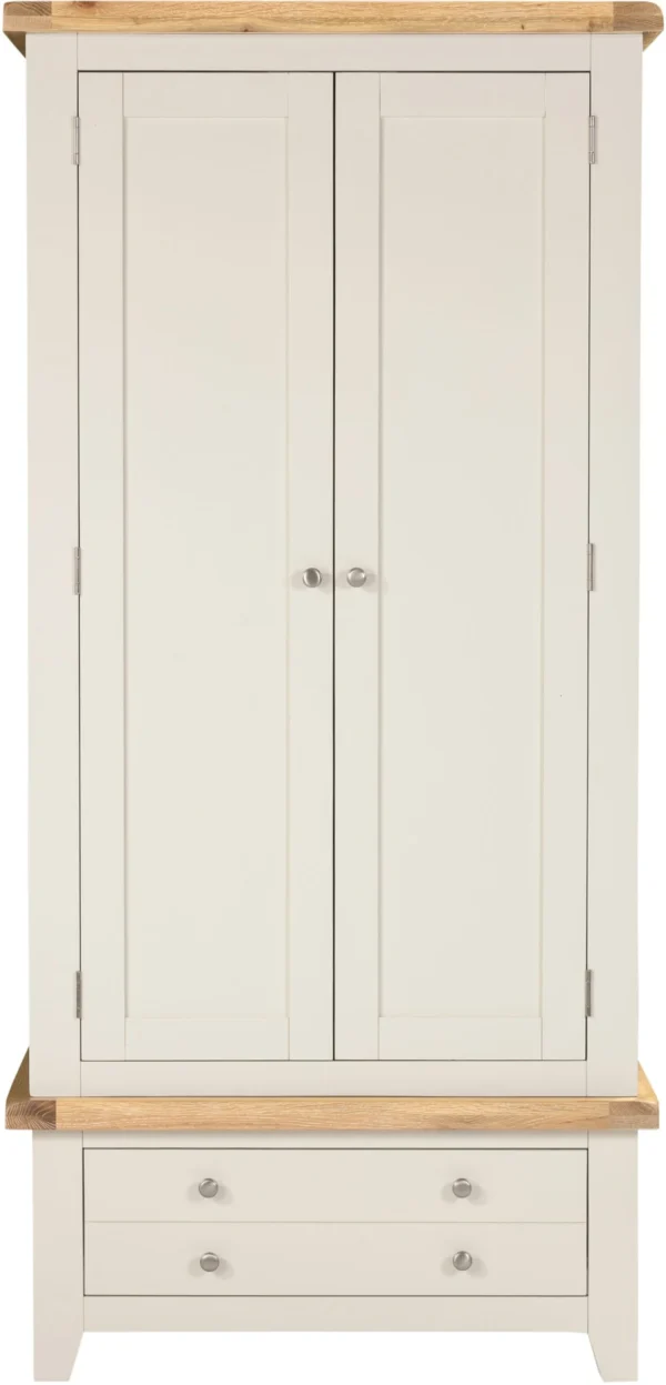 Windsor 2 Door 1 Drawer Wardrobe (Ivory/Oak) - Image 9