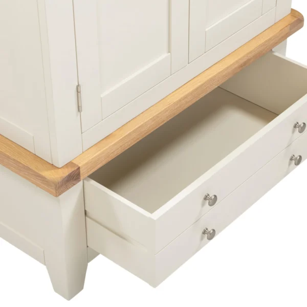 Windsor 2 Door 1 Drawer Wardrobe (Ivory/Oak) - Image 4