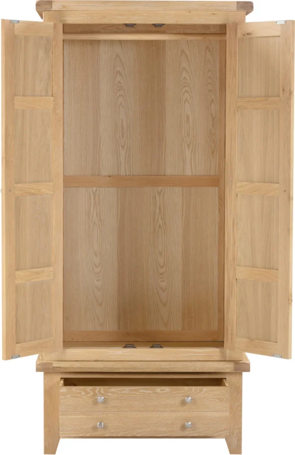 Windsor 2 Door 1 Drawer Wardrobe (Natural Oak) - Image 3