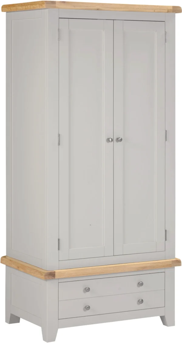 Windsor 2 Door 1 Drawer Wardrobe (Pebble Grey/Oak)
