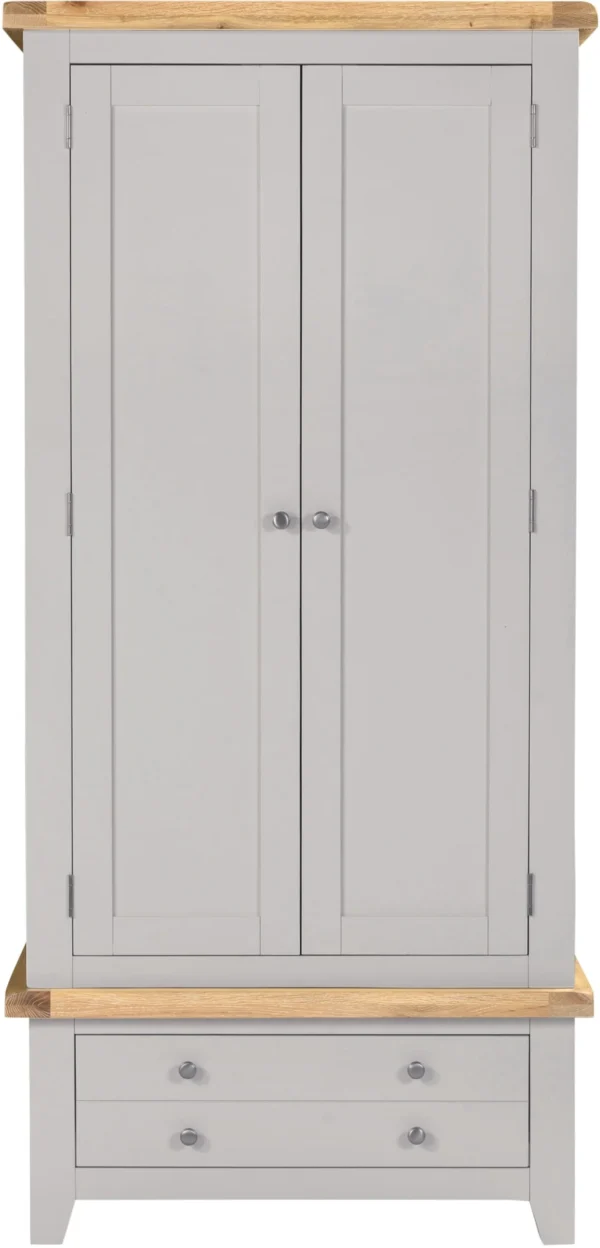 Windsor 2 Door 1 Drawer Wardrobe (Pebble Grey/Oak) - Image 2