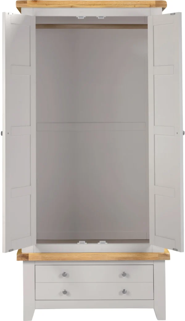 Windsor 2 Door 1 Drawer Wardrobe (Pebble Grey/Oak) - Image 3