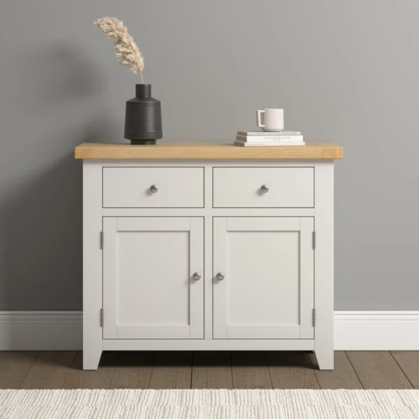 Windsor 2 Door 2 Drawer Sideboard (Ivory/Oak) - Image 7