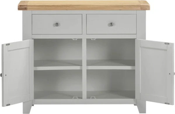 Windsor 2 Door 2 Drawer Sideboard (Pebble Grey/Oak) - Image 6
