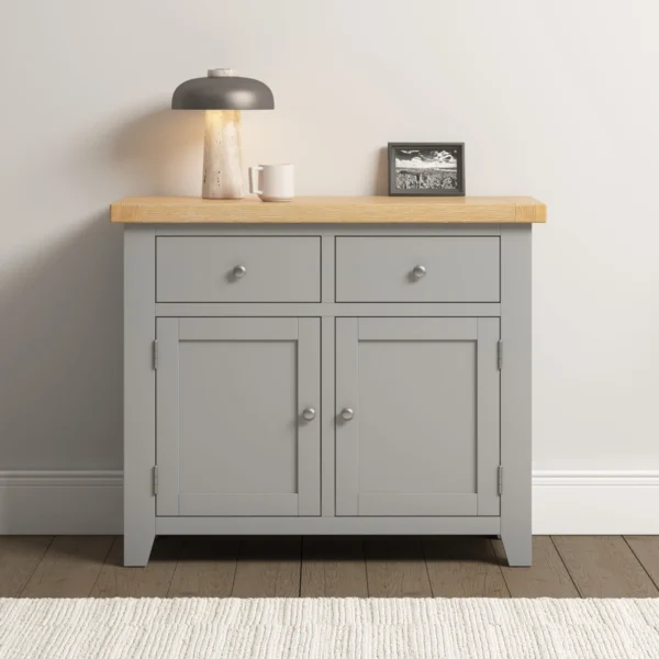 Windsor 2 Door 2 Drawer Sideboard (Pebble Grey/Oak) - Image 2
